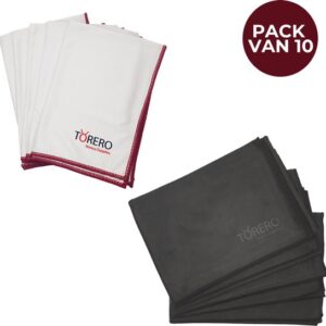 Torero Horeca Nano Glasdoek - Schoonmaakdoeken - Poleerdoek - Wit- 5 Stuks -Zwart- 5 Stuks - 70x50 cm